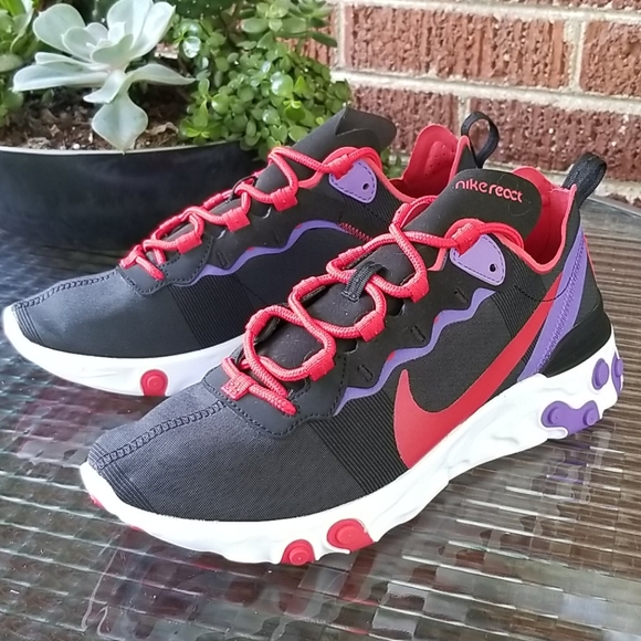 Nike Shoes - Nike React Element 55 Black/ University Re…